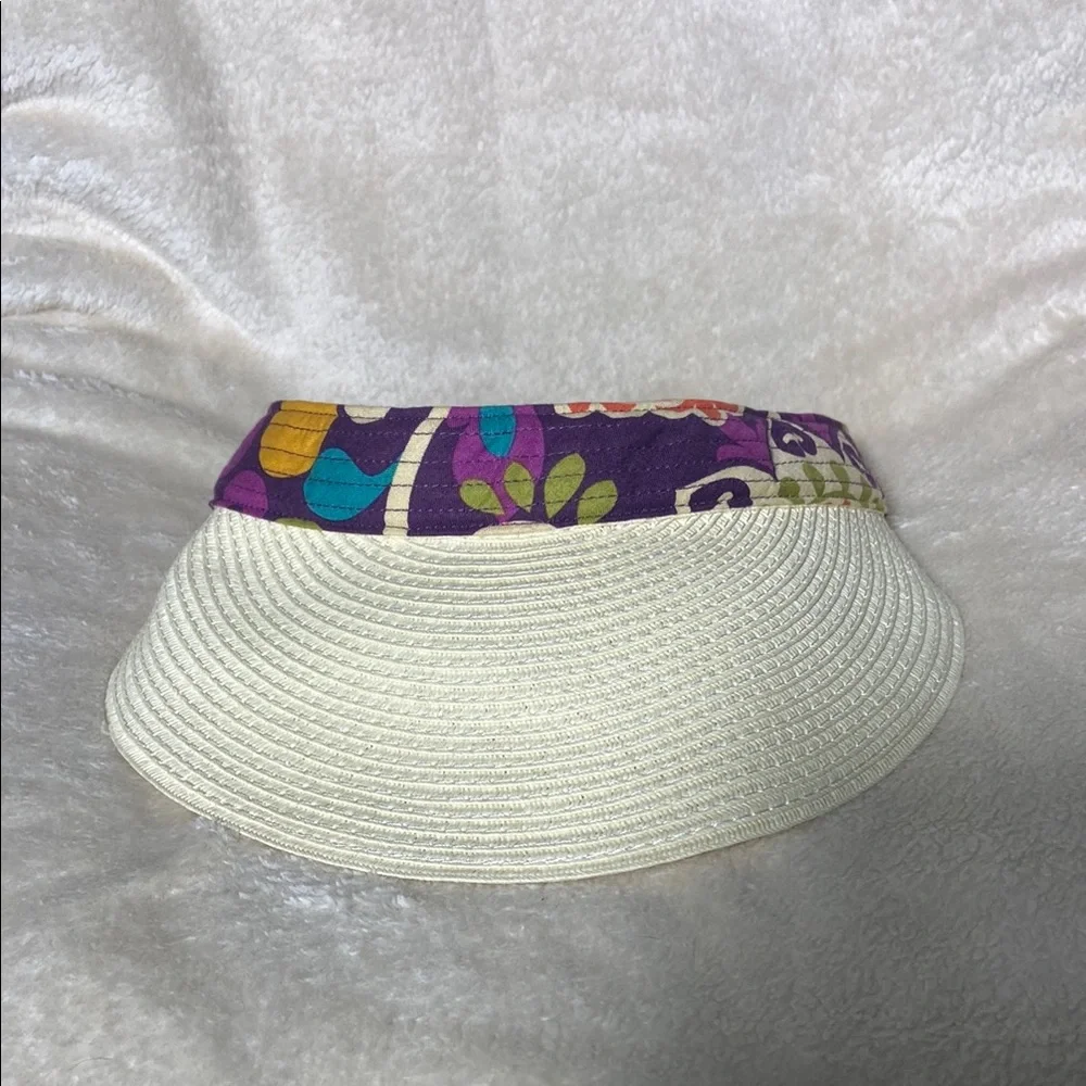 Vera Bradley Purple and Cream Sun Visor Hat - Picture 2 of 4